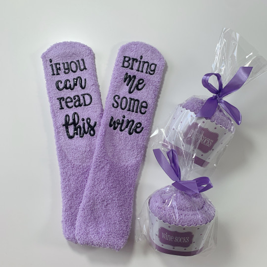 Lilac fluffy socks with...