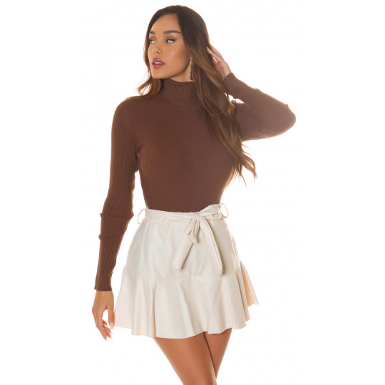 Brun Ribbstickad Pikétröja