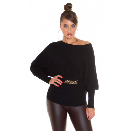 Black bat sleeve sweater...