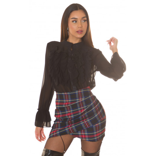 Koucla svart blus med volanger