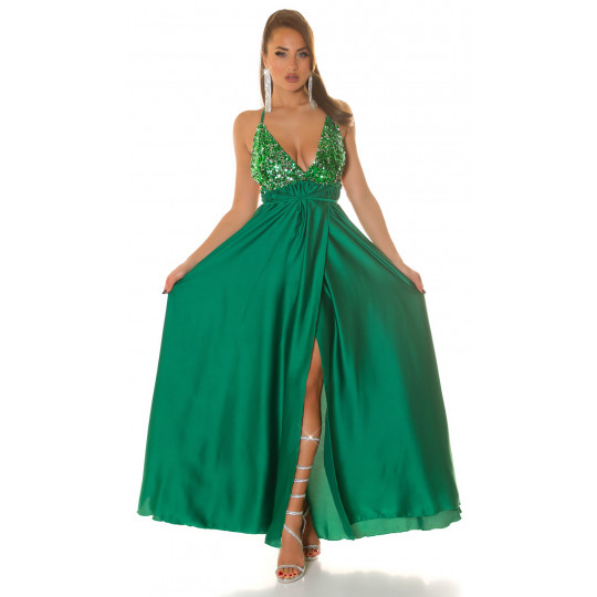 Koucla green long satin...