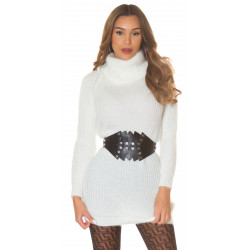 Koucla white high-collared wool dress
