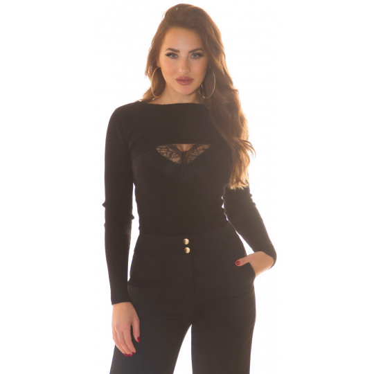 Black lace trimmed cardigan...