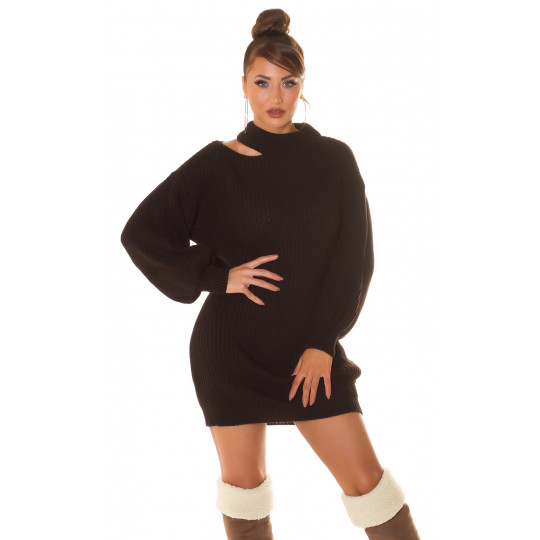 Brown plush wool dress with...