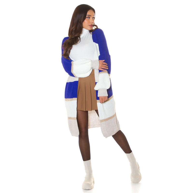 Blårandig oversize baggy sleeve ulljacka – kuva 4