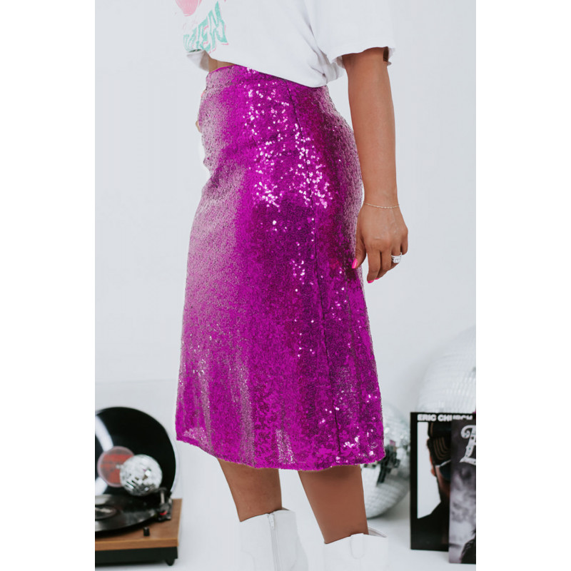 Lila knälång paljettkjol (plus size) – kuva 3