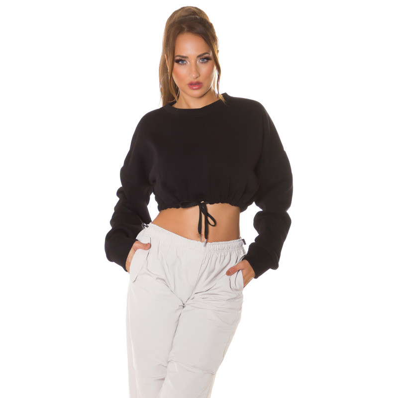 Musta crop collegepaita nauhoilla