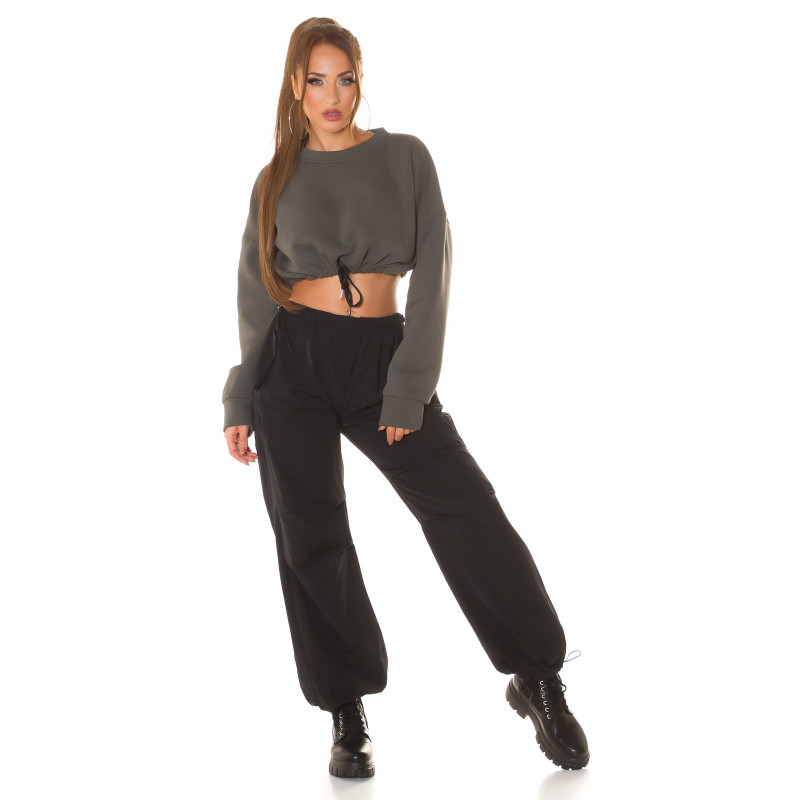 Khaki crop collegepaita nauhoilla – kuva 4