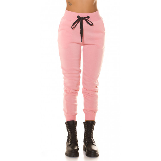 Pink joggers with black...