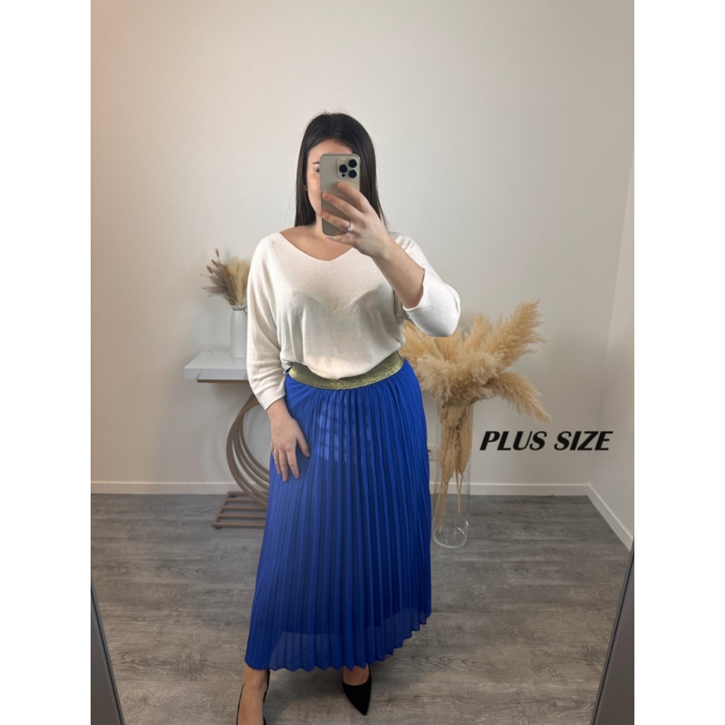 Mily sininen pitkä vekkihame kultaisella vyötäröresorilla (plus size) – kuva 2
