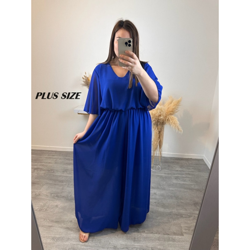 Mily blå kortärmad jumpsuit (plus size)