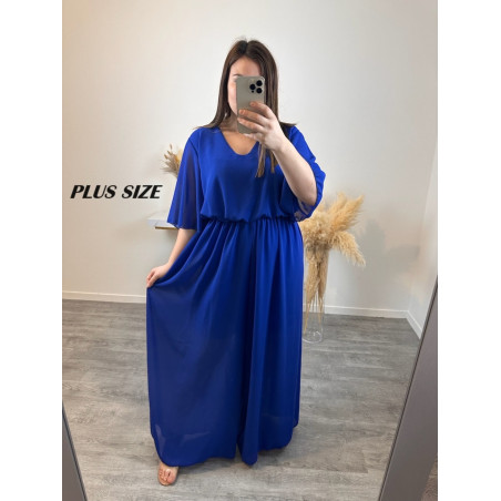 Mily blå kortärmad jumpsuit (plus size)