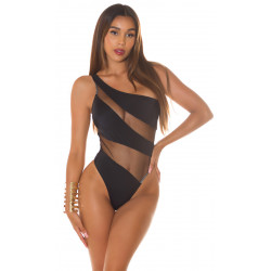 Koucla musta yksiolkaiminen mesh monokini