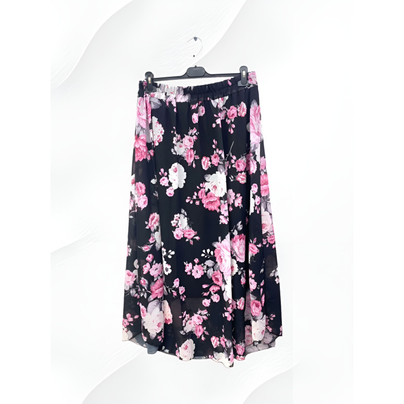 EF svart blommönstrad maxikjol (plus size) – kuva 2