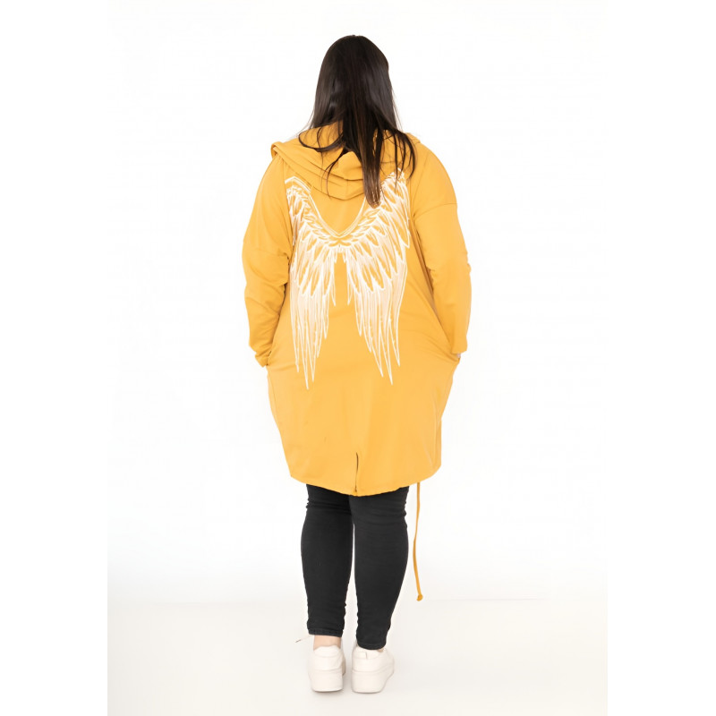 RZ fashion sinapinkeltainen pitkä paitatakki siivillä (plus size)