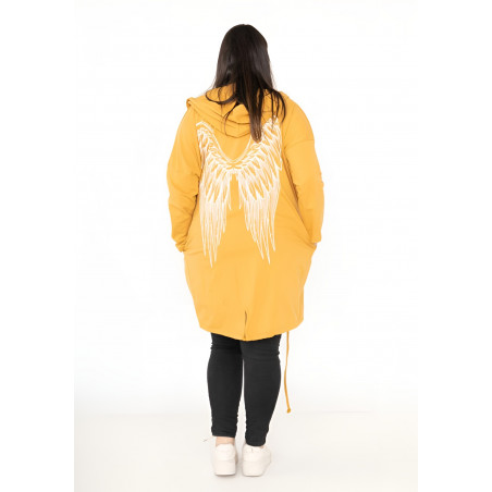 RZ fashion senapsgul lång skjortjacka med vingar (plus size)