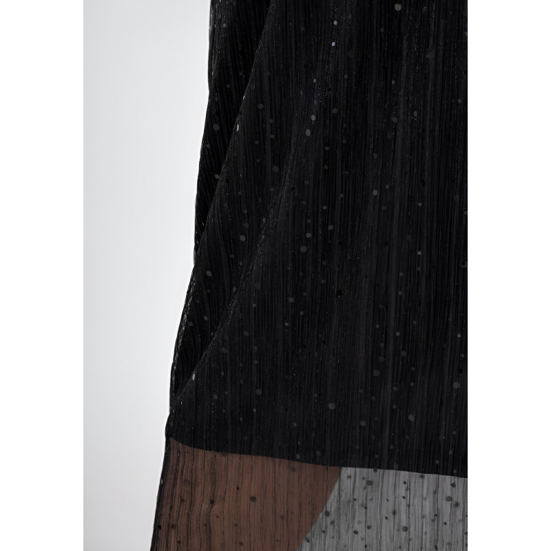 2W Paris svart paljettdekorerad mesh-maxikjol (plus size) – kuva 4