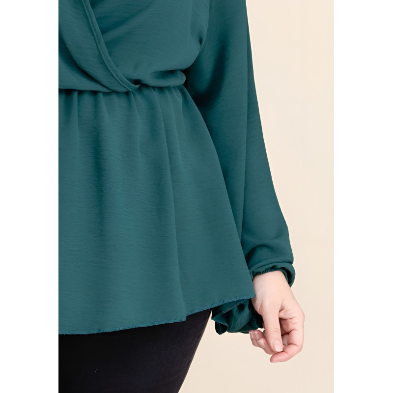 Kazaka amazon långärmad wrap-look v-tröja (plus size) – kuva 4