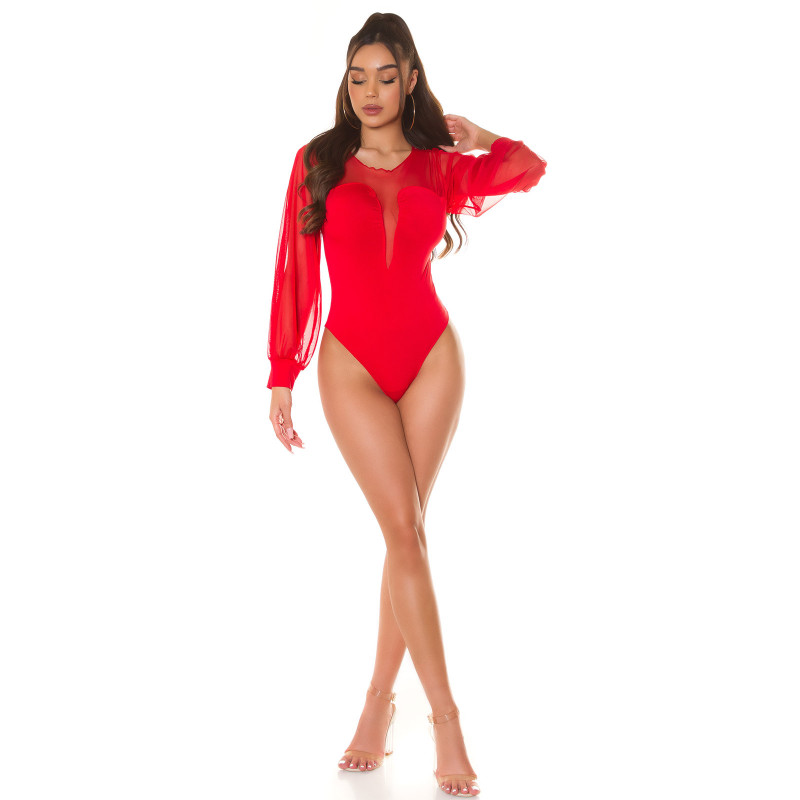 Koucla punainen mesh-body pussihihoilla – kuva 4