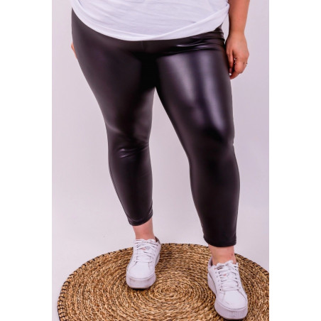 EF svarta wetlook-leggings (plus size)