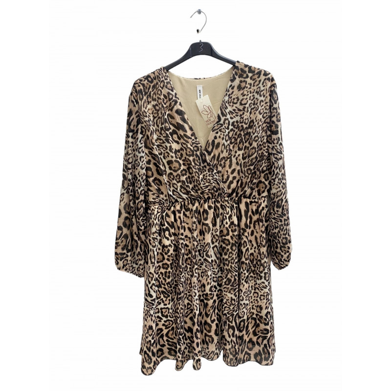 EF leopardikuvioinen wrap-look v-mekko (plus size) – kuva 2