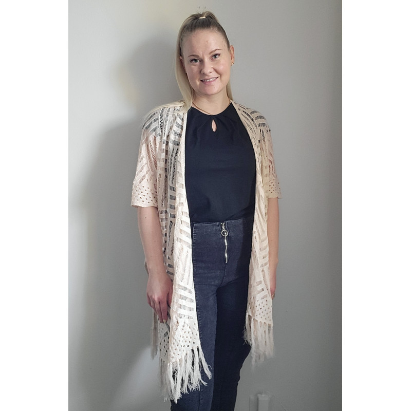 Aprikoosi virkattu kimono hapsuilla – kuva 3