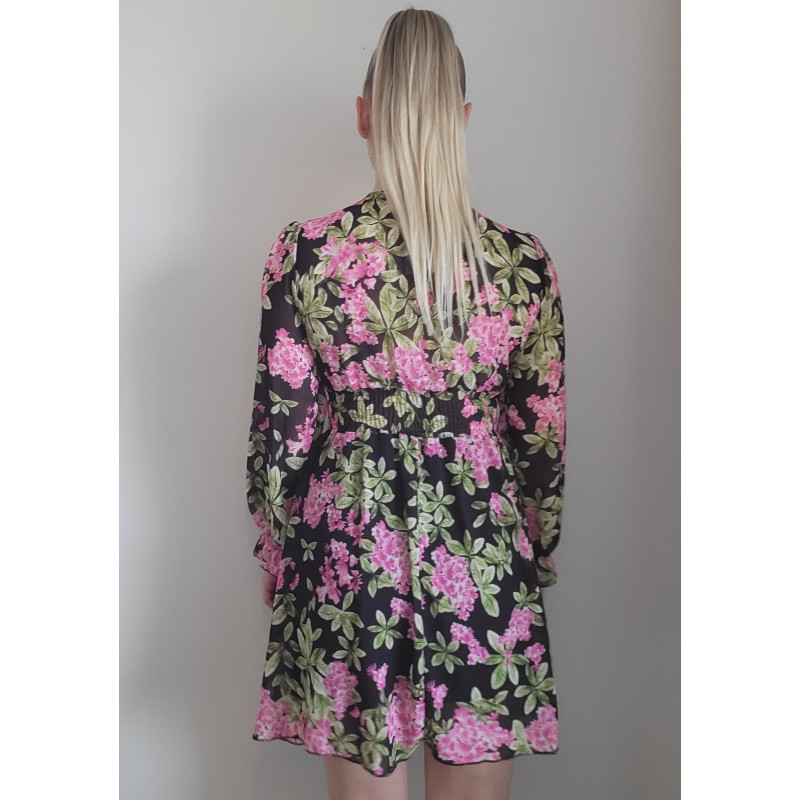 Elle Style Juliette svart blommig klänning med pärlknappar – kuva 2