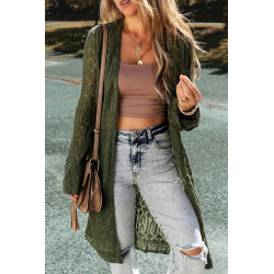 Green crochet long cardigan