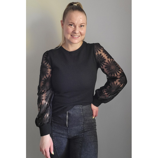 Black waffle shirt with...