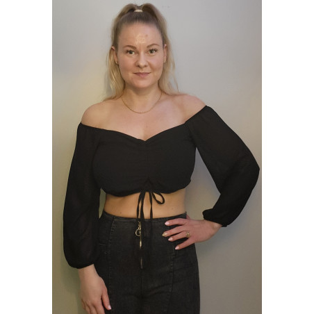 CW Cirilla svart off-shoulder Latina skjorta