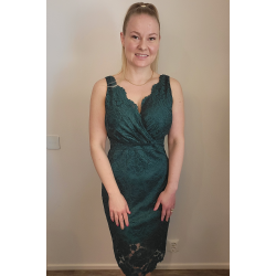 Grön wrap-look v-spets klänning