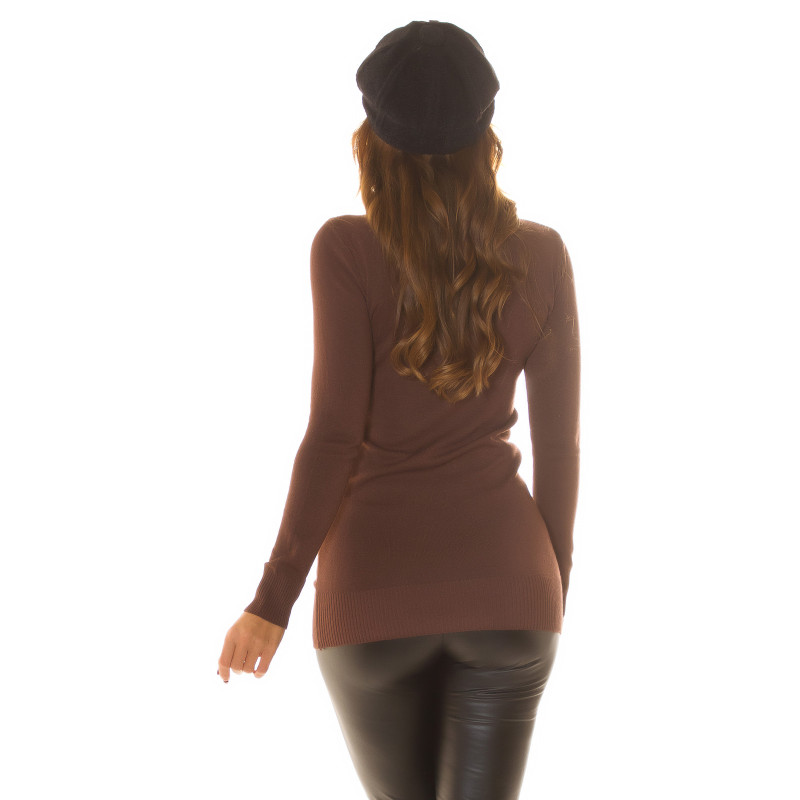 Brun långärmad basic polotröja – kuva 2