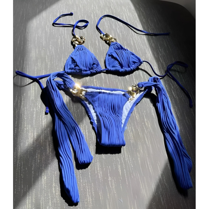 Siniset ketjukoristeiset narubikinit – kuva 2