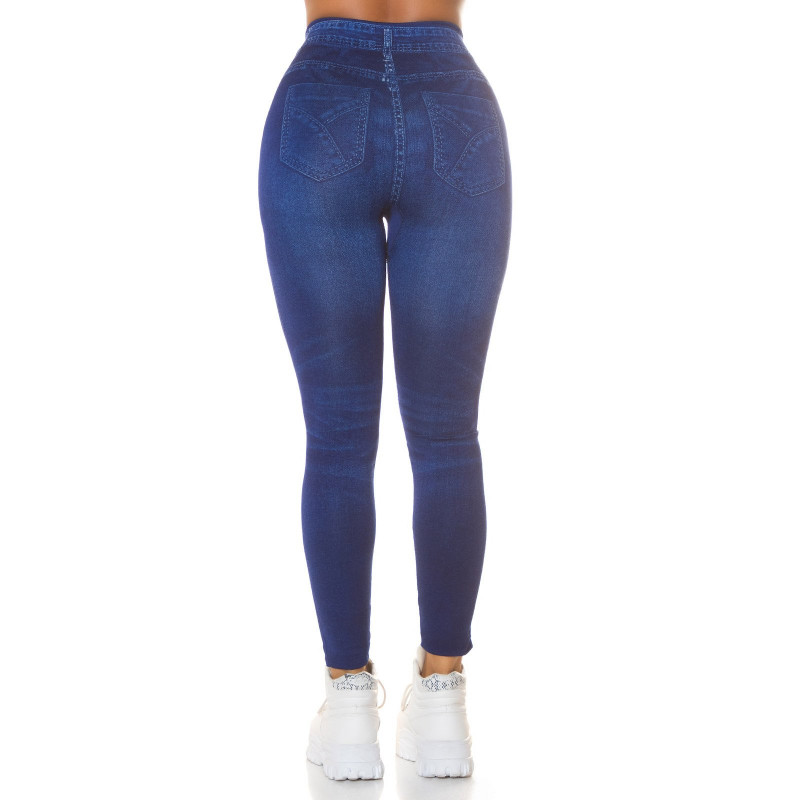 Korkeavyötäröiset siniset basic farkkuleggingsit – kuva 2