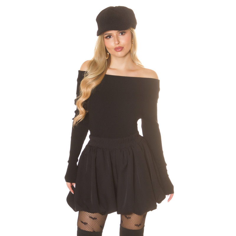 Koucla svart off-shoulder ribbstickat
