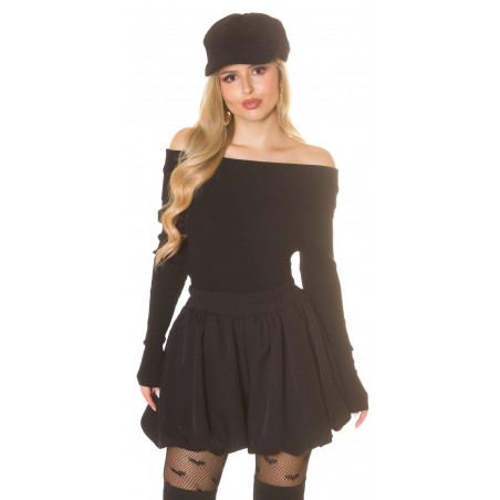 Koucla svart off-shoulder ribbstickat