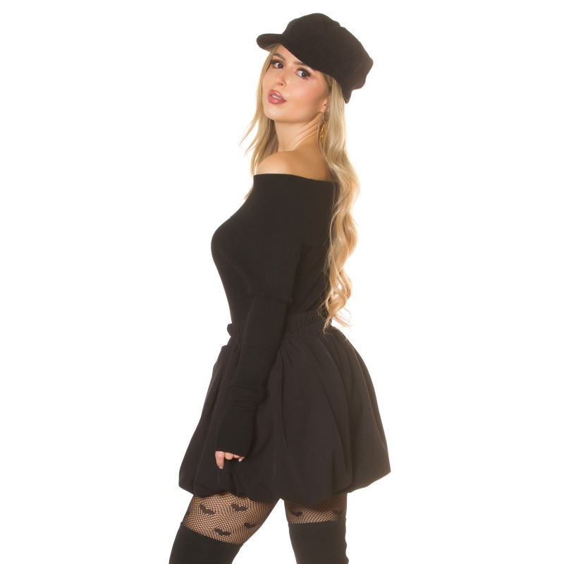Koucla svart off-shoulder ribbstickat – kuva 2