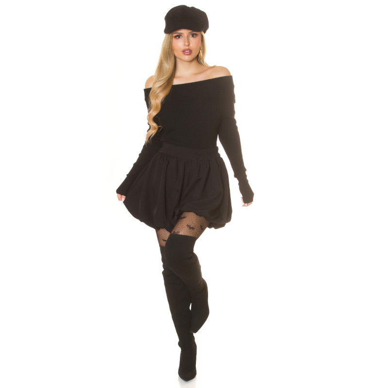 Koucla svart off-shoulder ribbstickat – kuva 4