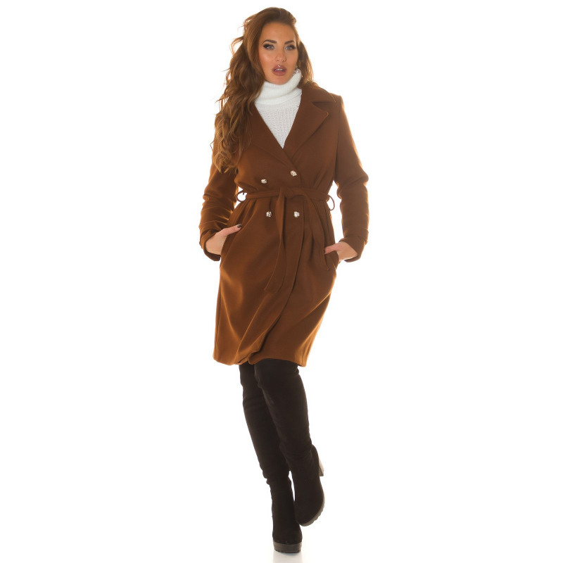 Koucla brun trenchcoat med bälte och dekorationer – kuva 2