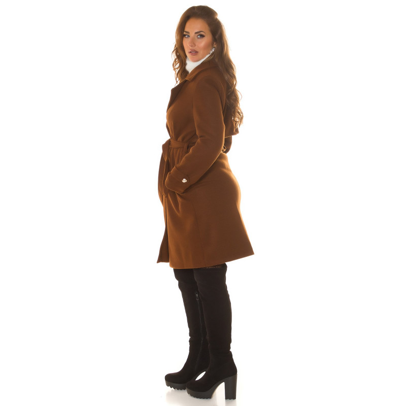 Koucla brun trenchcoat med bälte och dekorationer – kuva 4