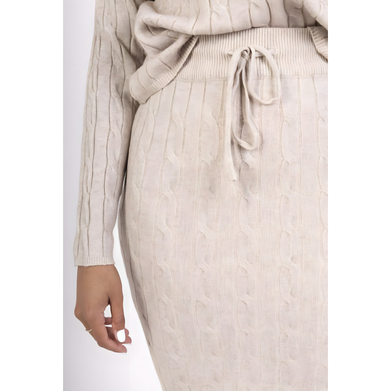 WHOO beige stickad kjolset – kuva 3