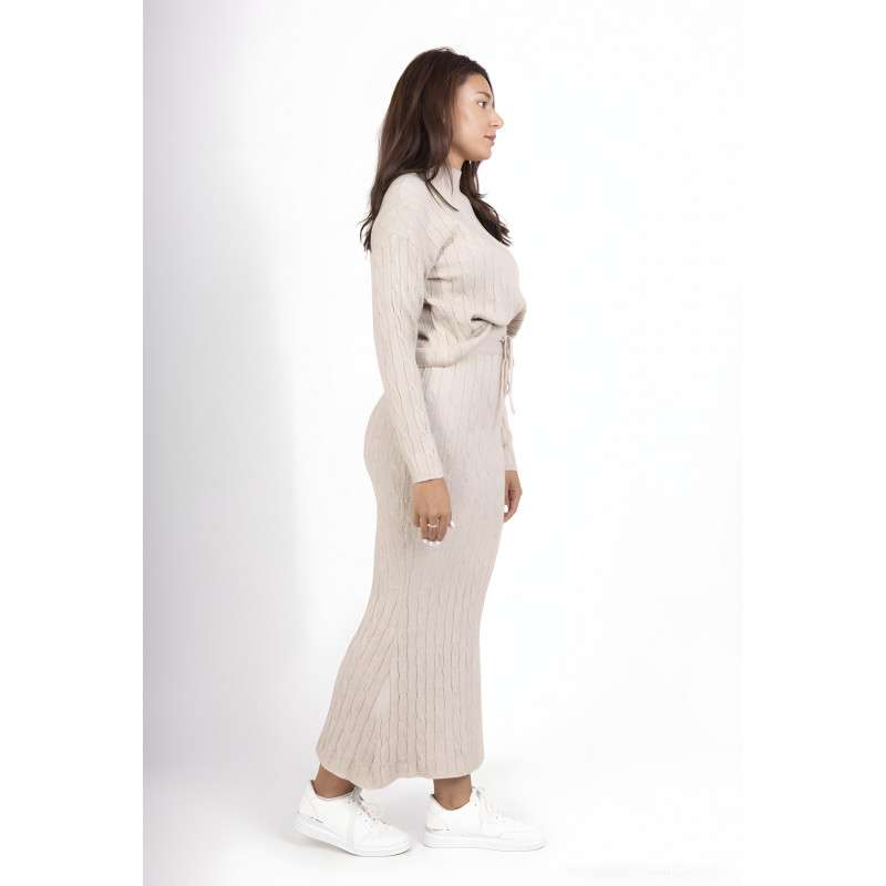 WHOO beige stickad kjolset – kuva 4