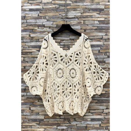Elle Style Hena beige virkad tröja