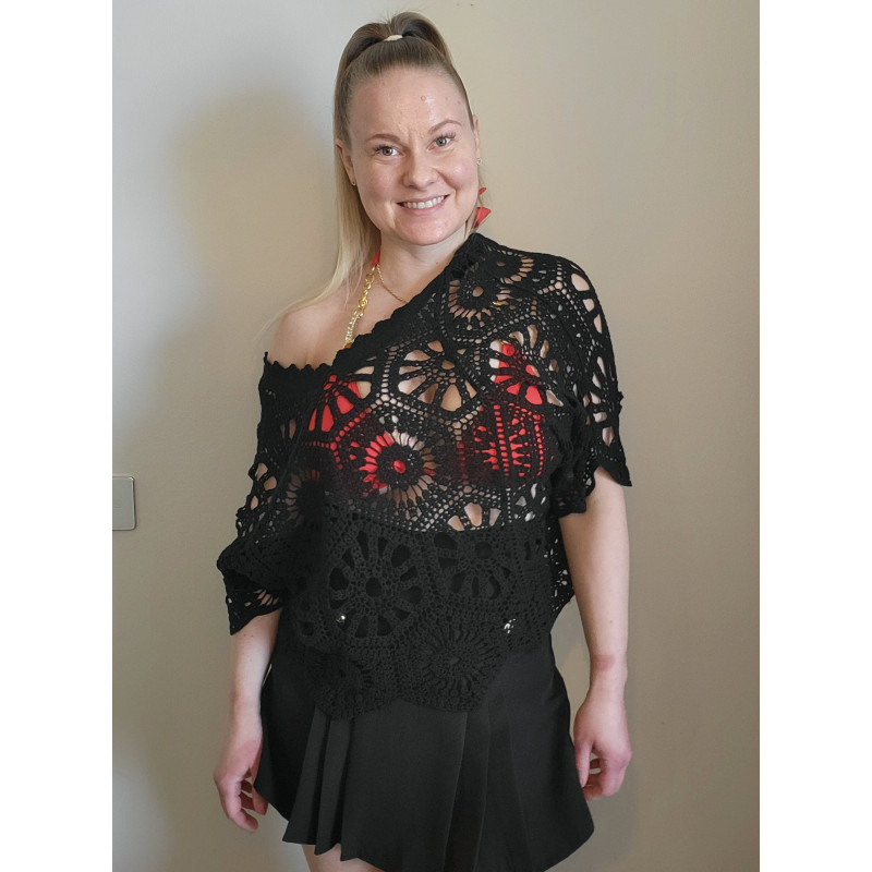 Elle Style Hena svart virkad tröja – kuva 4