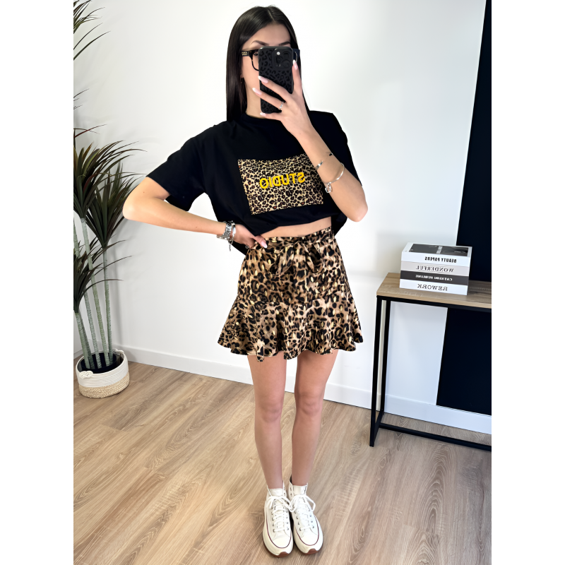 Elena Z leopardikuvioinen shortsihame – kuva 4