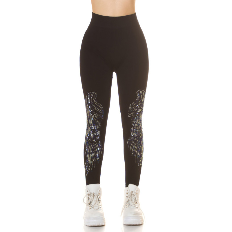 Strasspyntade svarta leggings – kuva 4