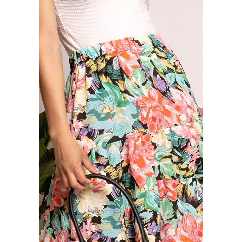 Elena Z svart high low-kjol med blommönster – kuva 2
