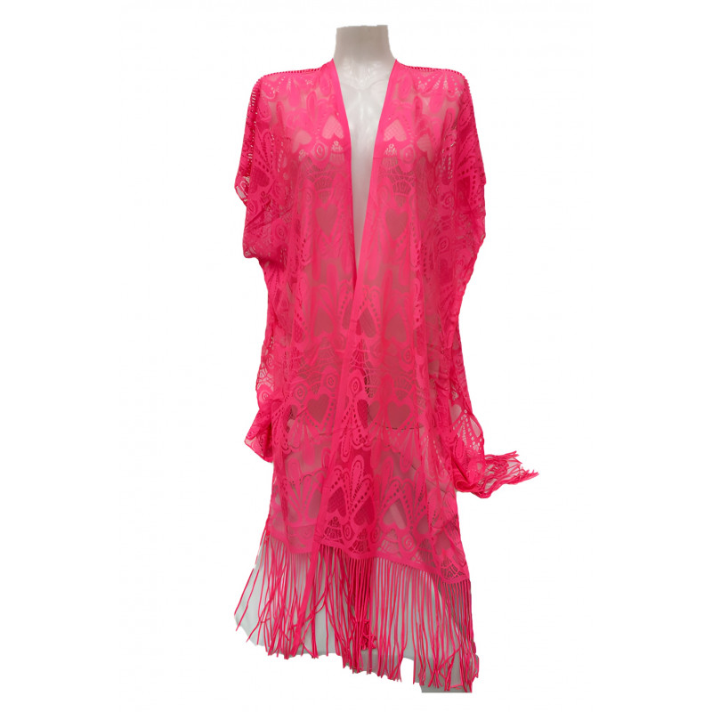 Heart rosa spetskimono med fransar – kuva 2
