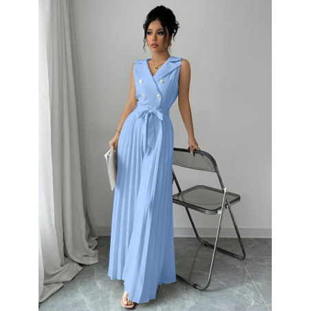 Rosy Days vaaleansininen jumpsuit vekkilahkeilla ja napeilla