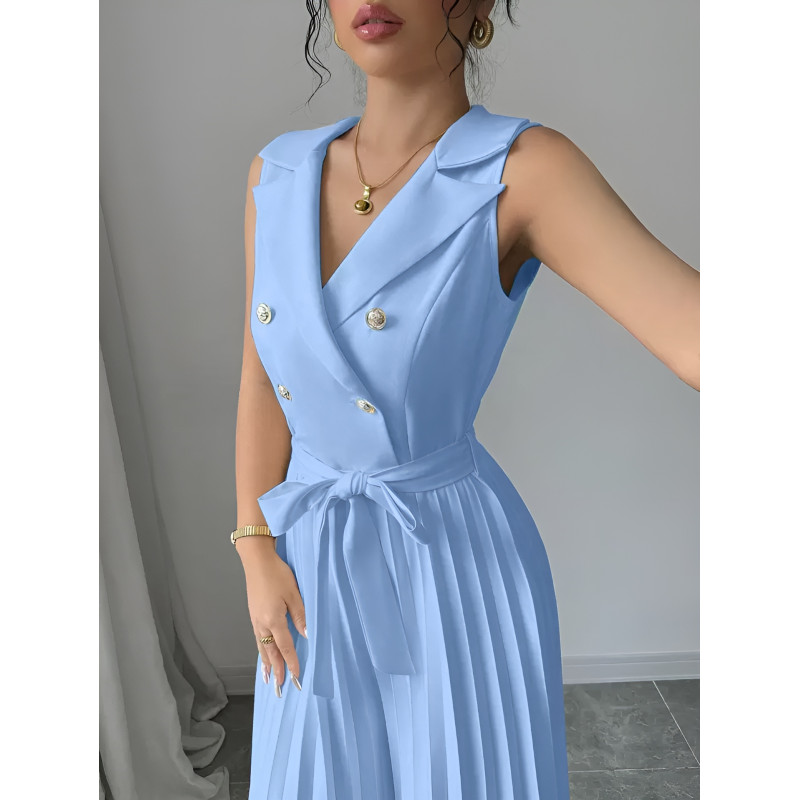 Rosy Days ljusblå jumpsuit med vida byxben och knappar – kuva 2